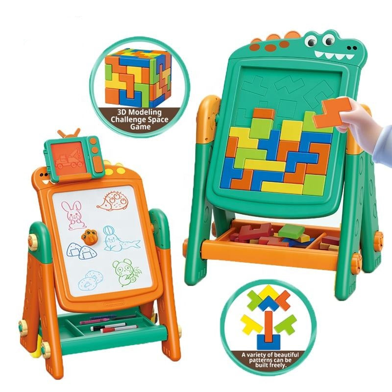 2 in 1 Crocodil Learning Board Drawing Board + Russian Building Blocks