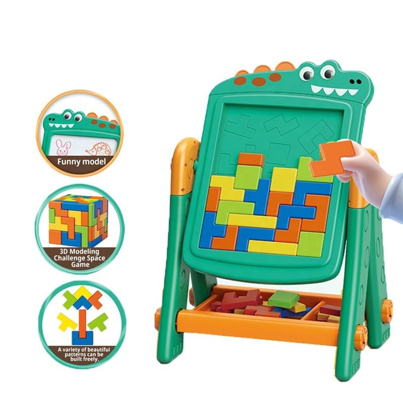 2 in 1 Crocodil Learning Board Drawing Board + Russian Building Blocks