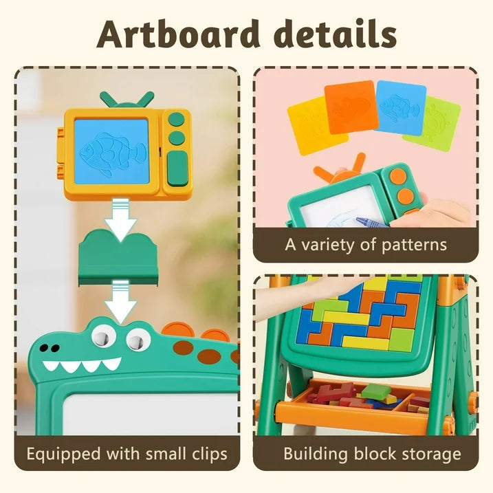 2 in 1 Crocodil Learning Board Drawing Board + Russian Building Blocks