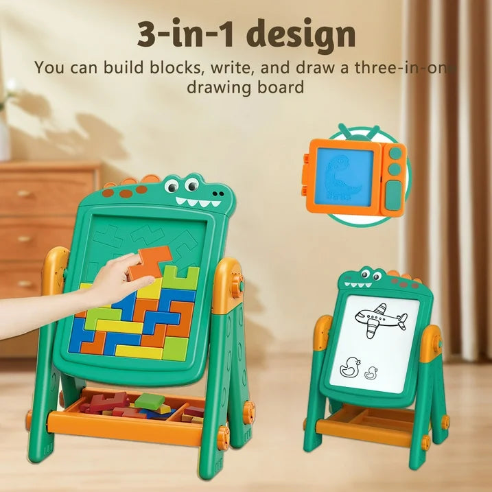 2 in 1 Crocodil Learning Board Drawing Board + Russian Building Blocks