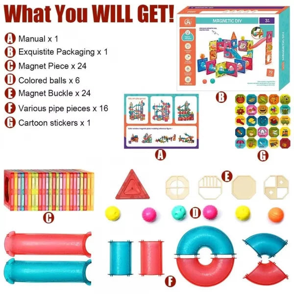 DIY Creative Magnetic Building Blocks – 72 Pieces