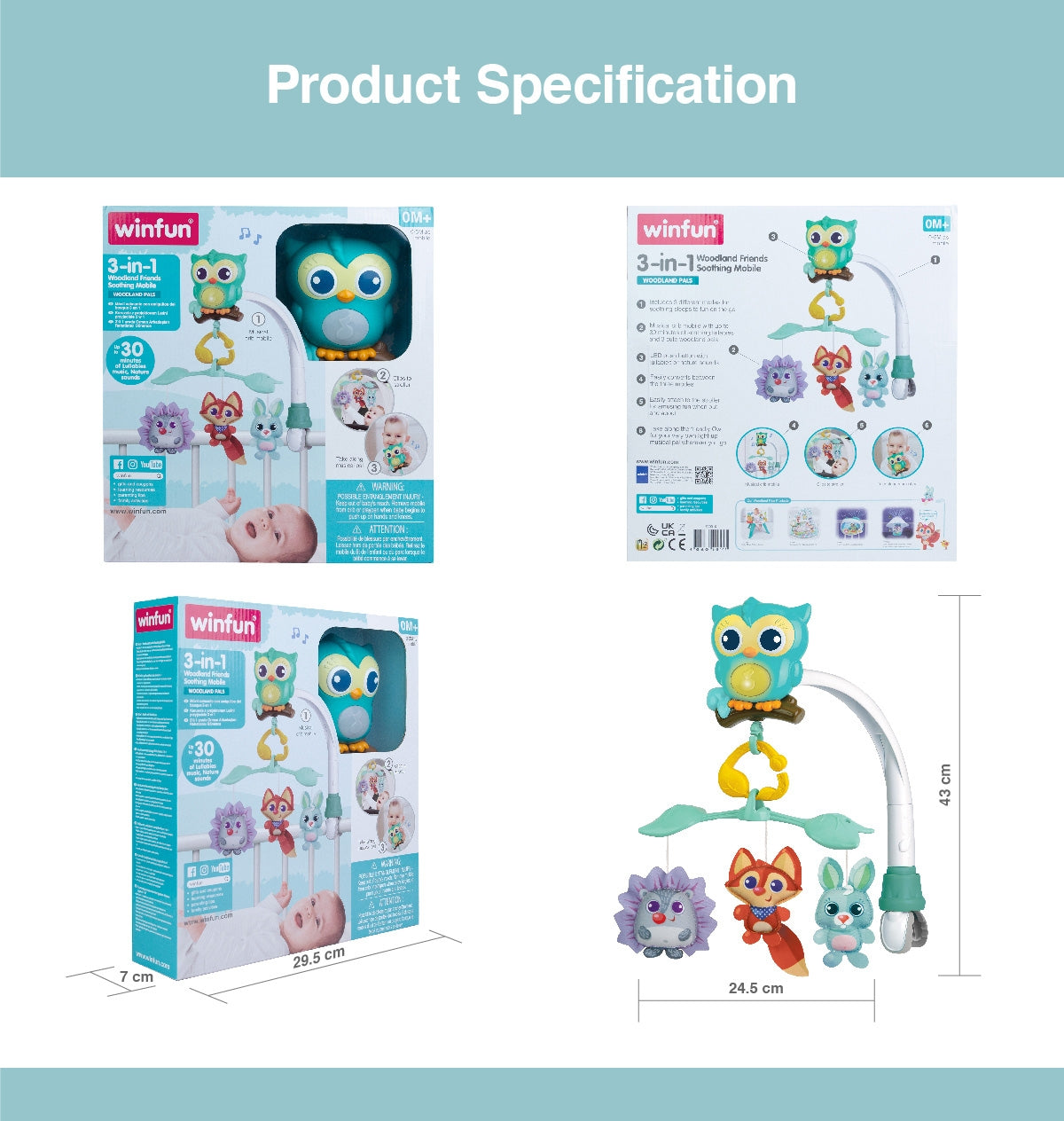 3-in-1 Woodland Friends Soothing Mobile