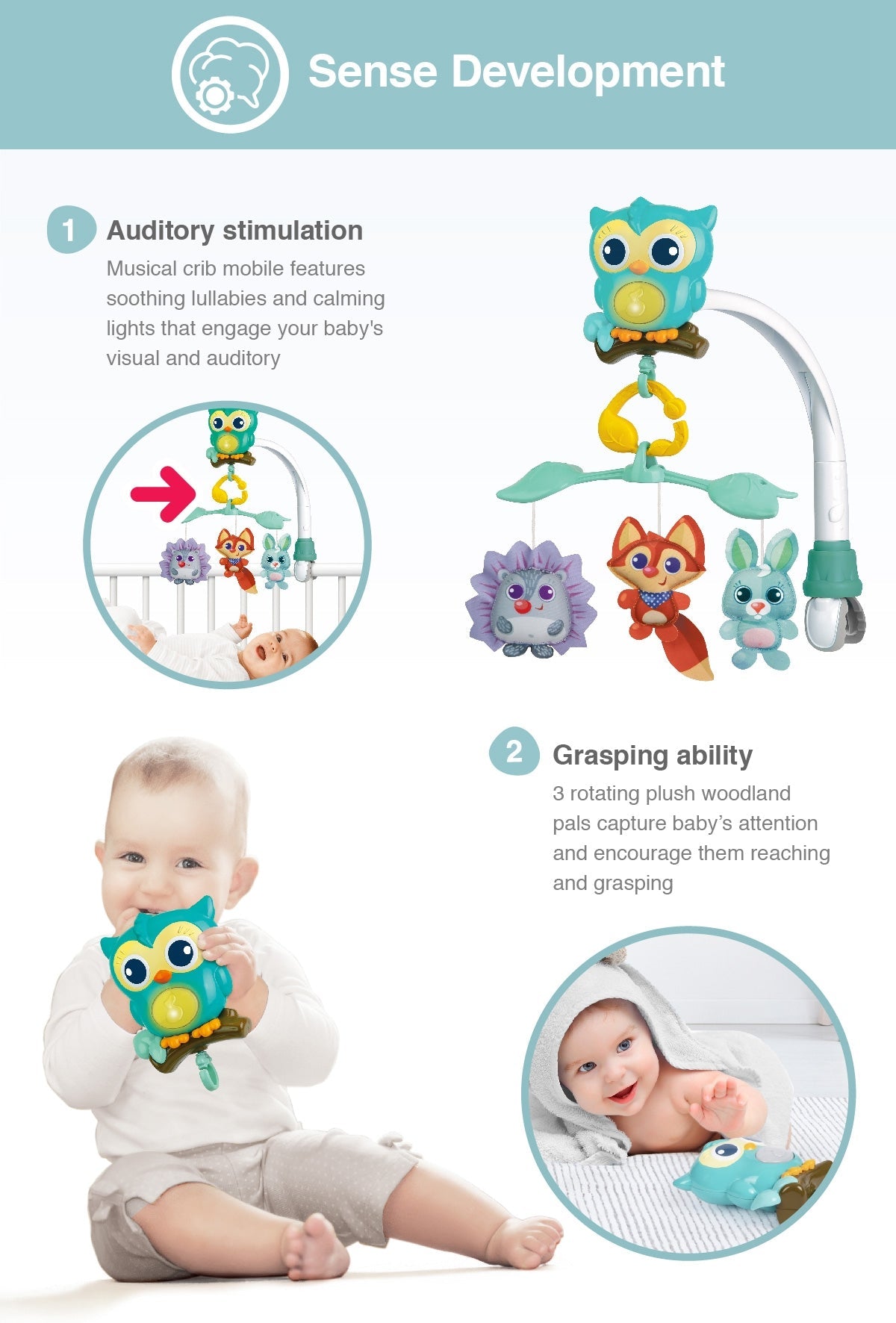 3-in-1 Woodland Friends Soothing Mobile