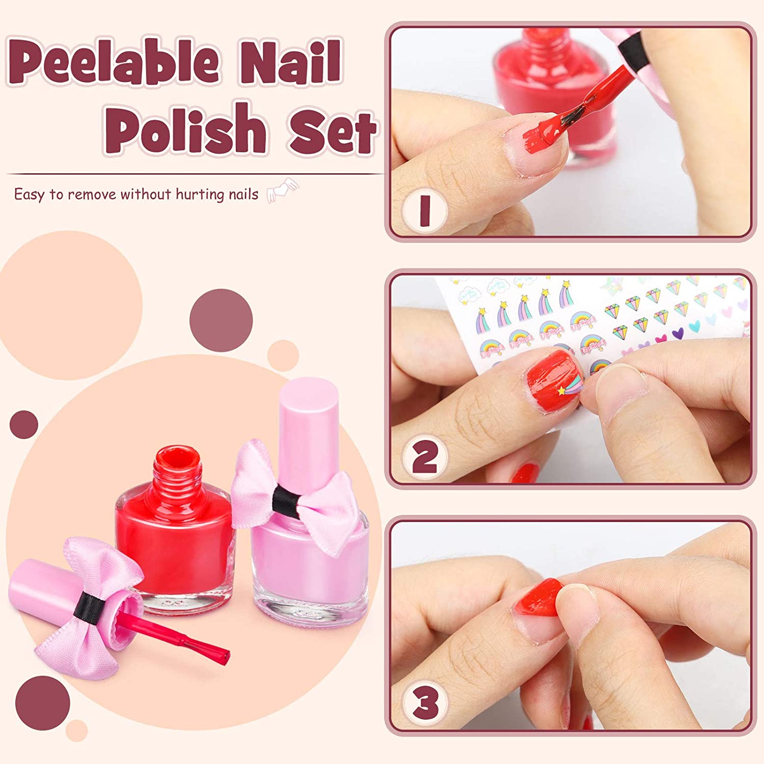 Washable Children Play Makeup Toys Nail Varnish Kit Non Toxic with Suitcase