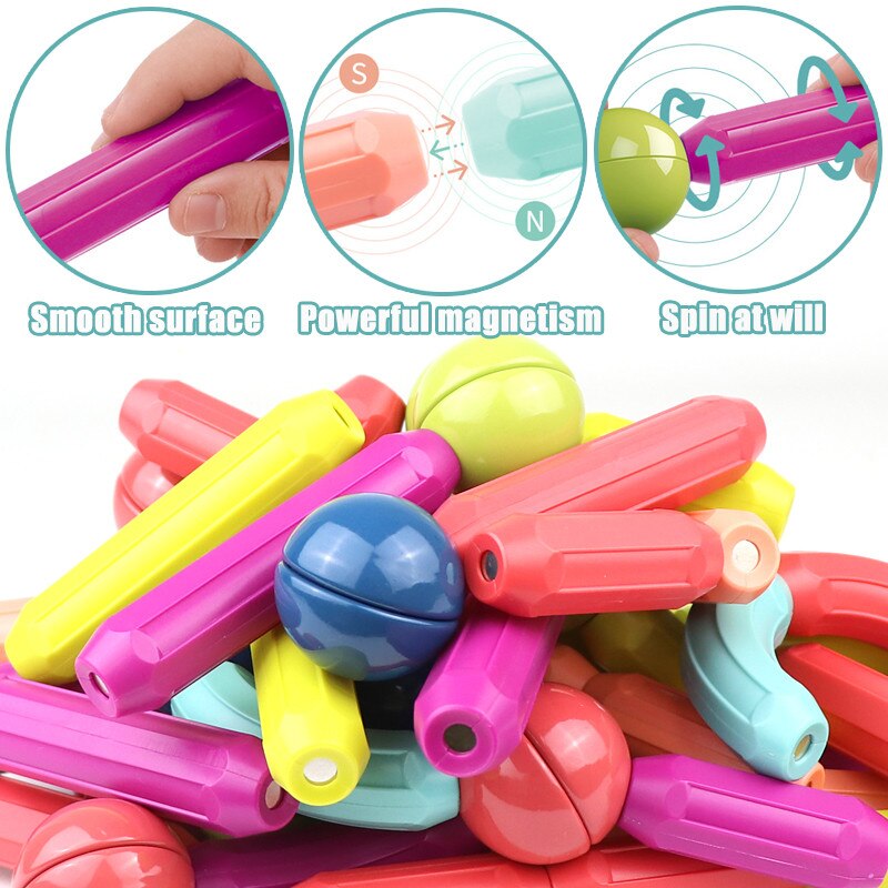 36 PCS Magnetic Building Blocks Set Early Learning Magnetic Sticks Balls Assembling Game