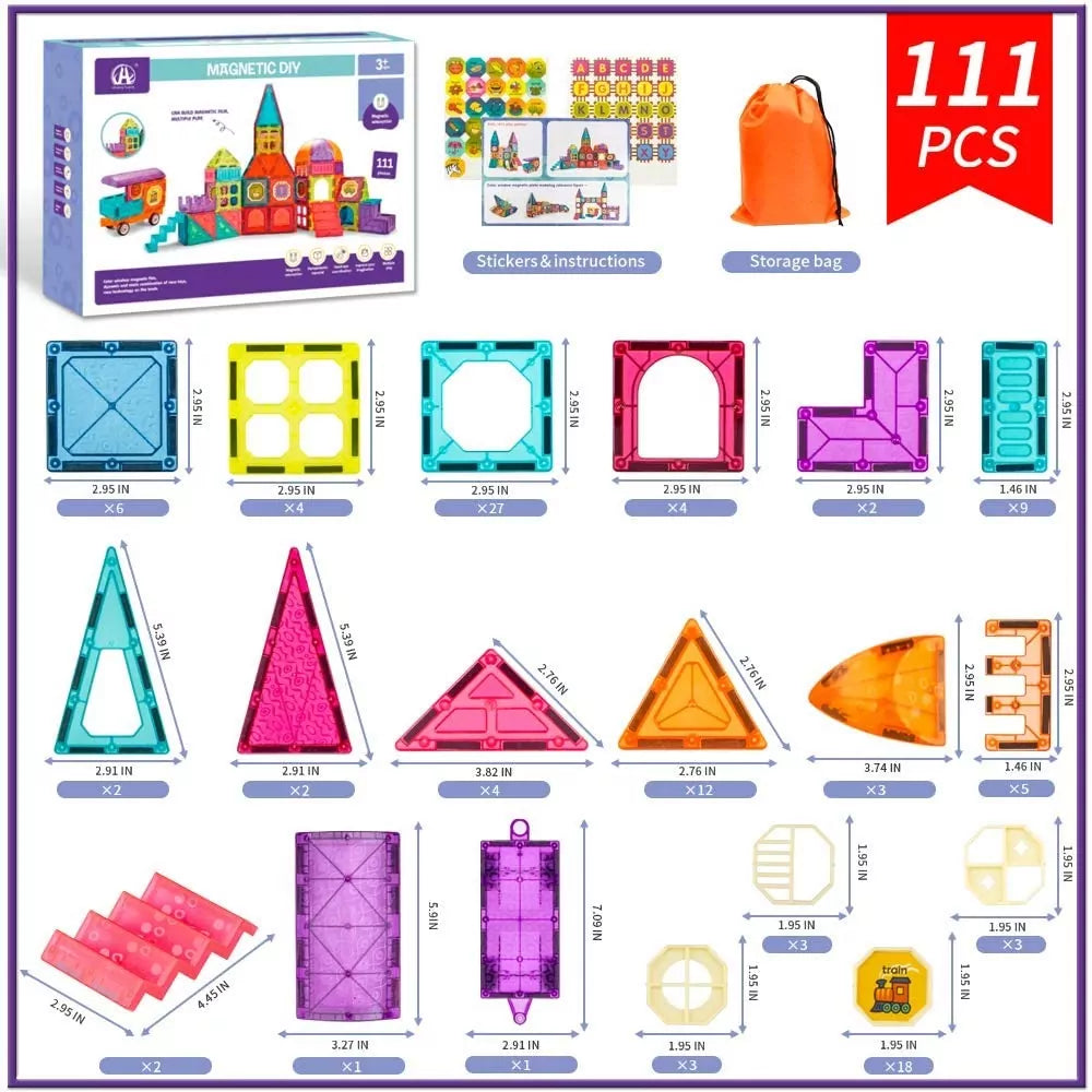 Magnetic DIY Building Blocks – 111 pieces