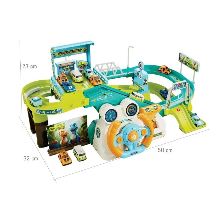 Dinosaur Steering Wheel 4 Car Breakout Adventure Track Set