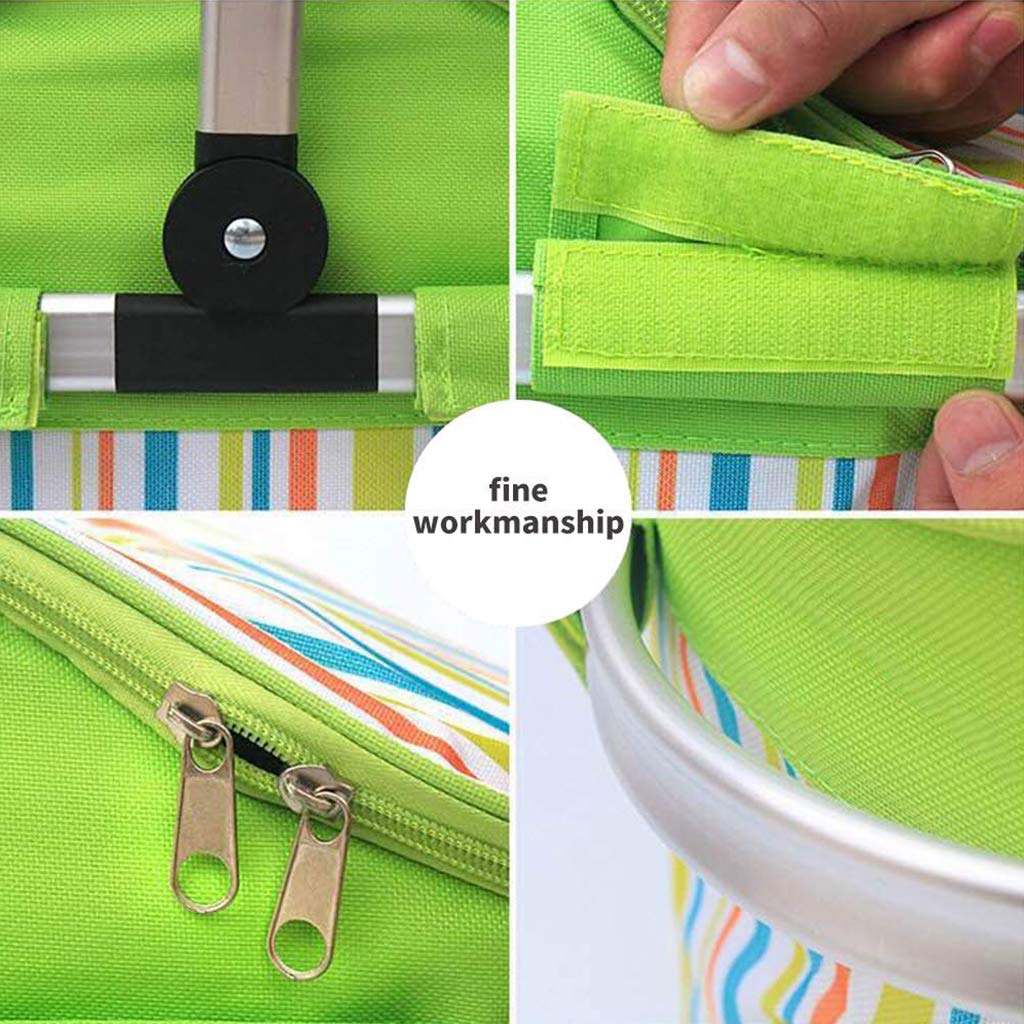 Foldable Camping Insulated Picnic Bag Strips Design (Green)