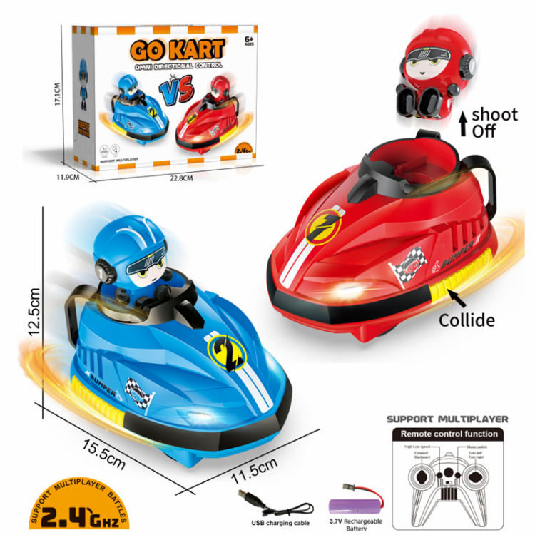 Go Kart 2.4G Remote Control Bumper Cars With USB Cable (Set Of 2 Cars With Remote)