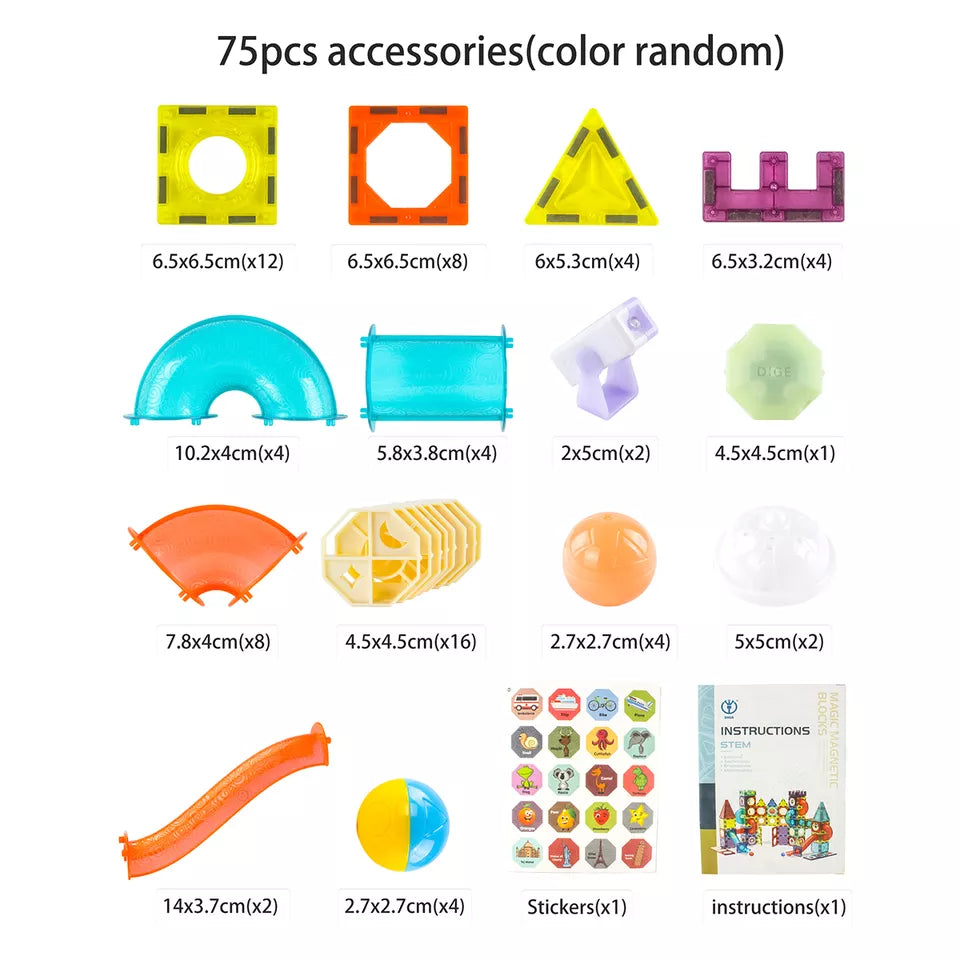 75 Pcs 3D Light Magnetic Tile Blocks