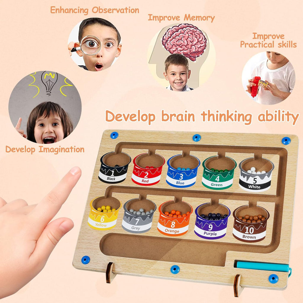 Magnetic Colour and Number Maze Wood Magnet Sorting Board