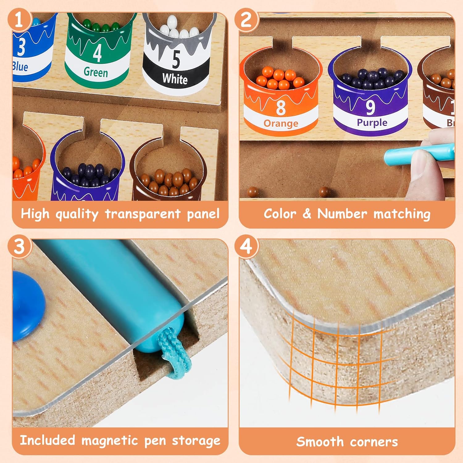 Magnetic Colour and Number Maze Wood Magnet Sorting Board