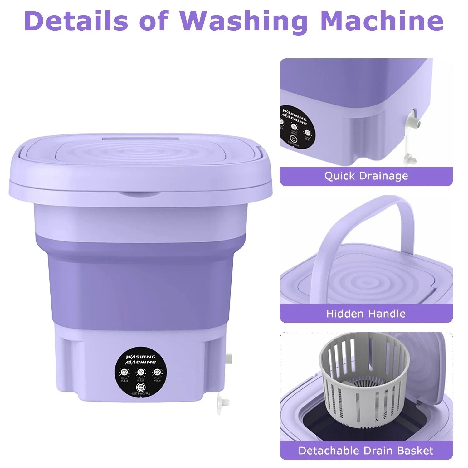 Portable Foldable Mini Washing Machine Assorted Colors