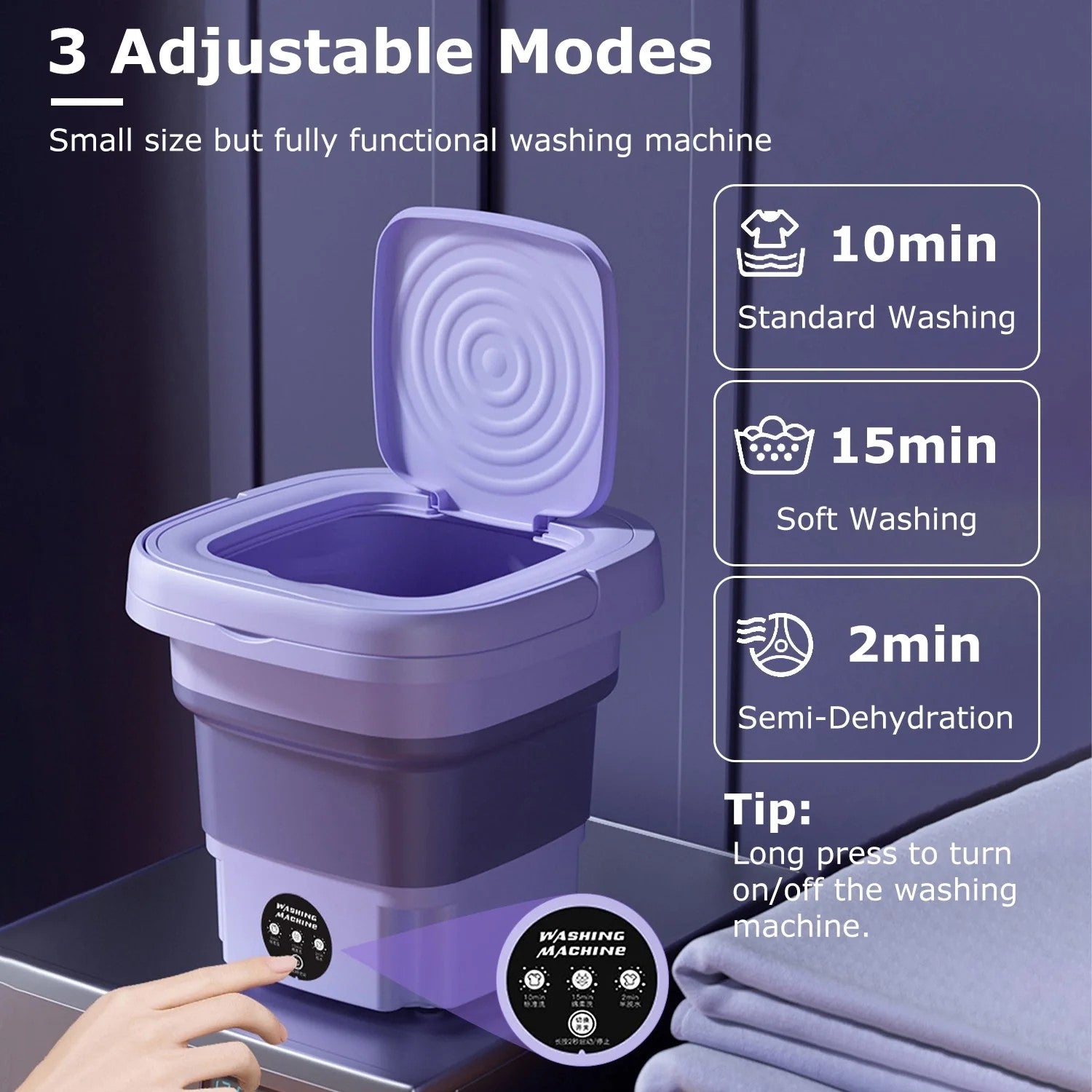Portable Foldable Mini Washing Machine Assorted Colors