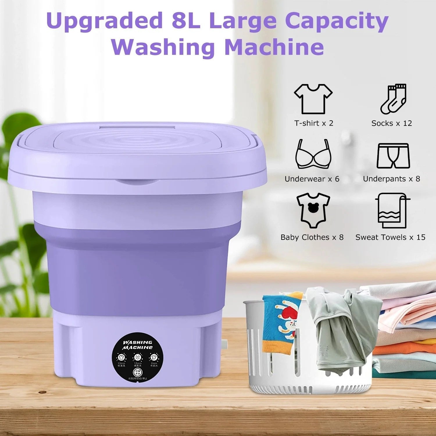 Portable Foldable Mini Washing Machine Assorted Colors