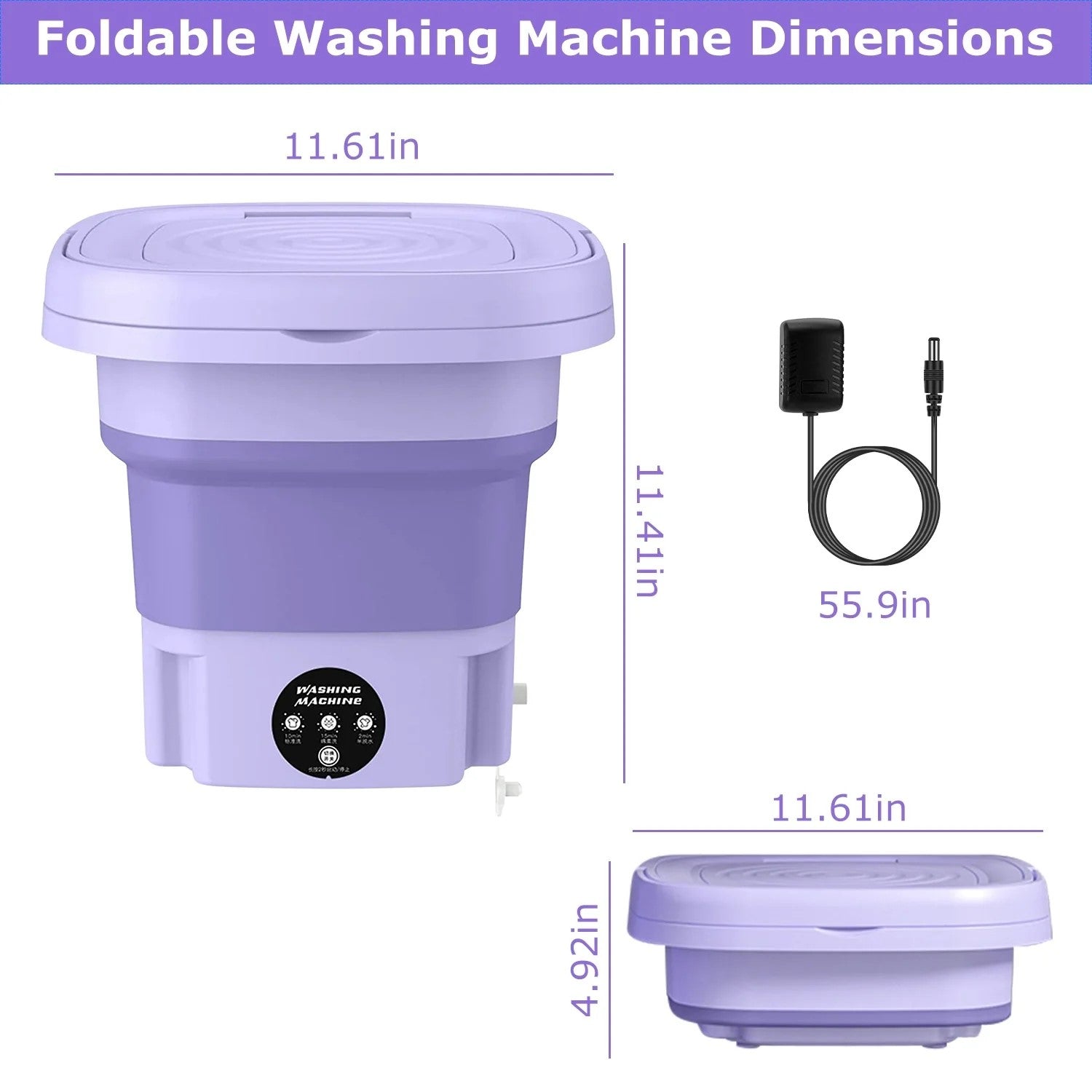 Portable Foldable Mini Washing Machine Assorted Colors
