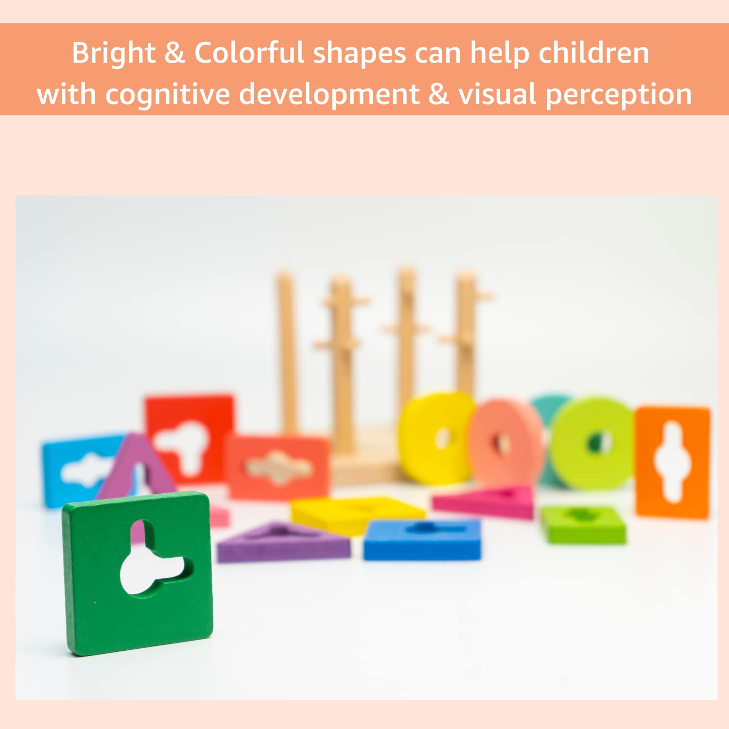 Wooden Five Column Shape Sorting and Stacking Puzzle
